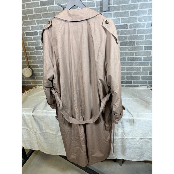 Pierre Cardin Mens Double Breasted Trench Coat Tan Zip Out Liner 44R Cotton - Picture 2 of 9